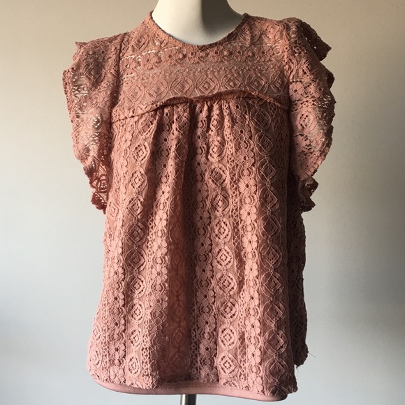 Monteau Tops - 🆕Monteau Crochet Top with Ruffle Sleeve